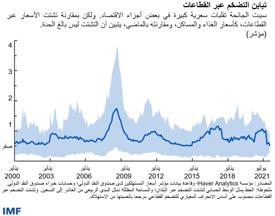 تباين التضخم عبر القطاعات